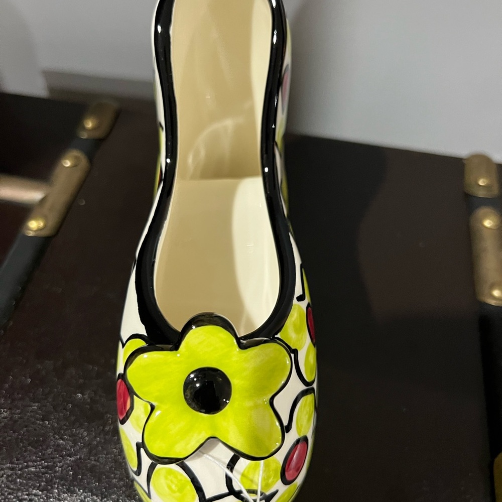 Russ Sonjas closet Yellow and Red Floral Ceramic Shoe - Picture 3 of 6
